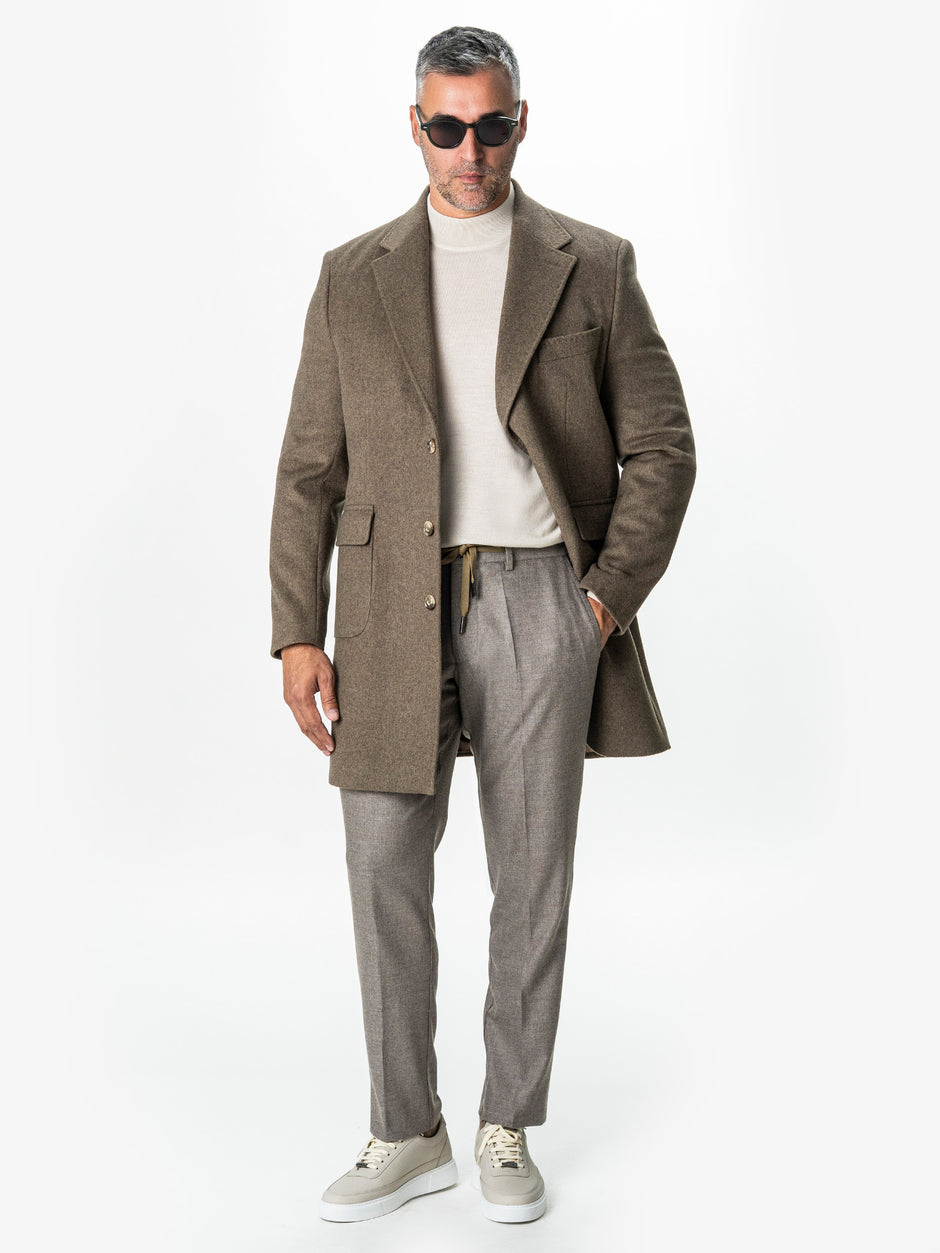 Pantaloni Barbati Crem Din Lana Cu Sistem Dublu De Inchidere BMan0015 (2)