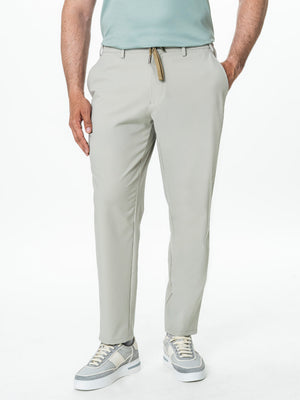 Pantaloni Casual Barbati Gri Deschis Din Spandex Cu Snur BMan0102