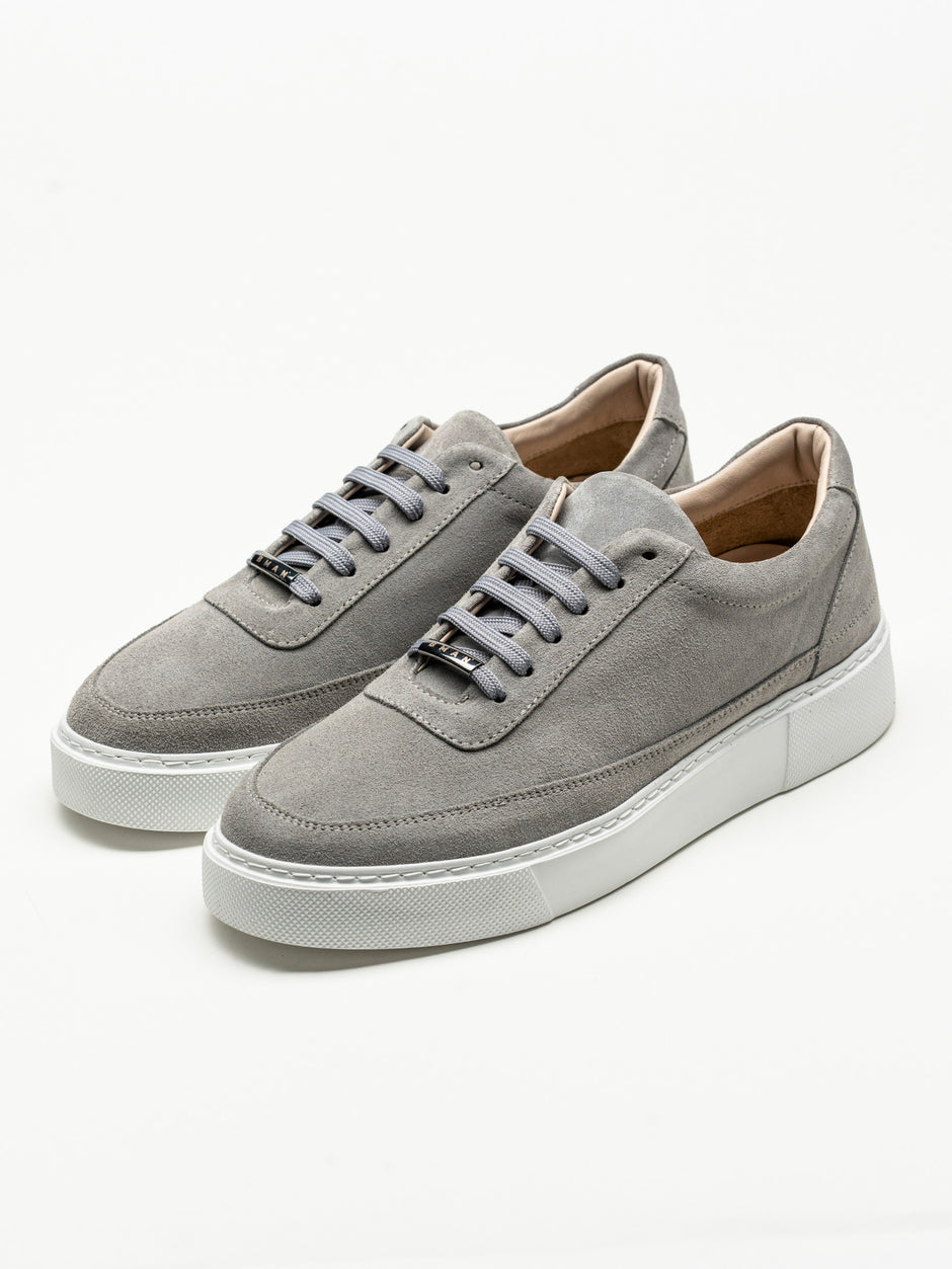 Pantofi Casual Barbati Gri Sneakers 100% Piele Naturala Intoarsa BMan0383 (1)