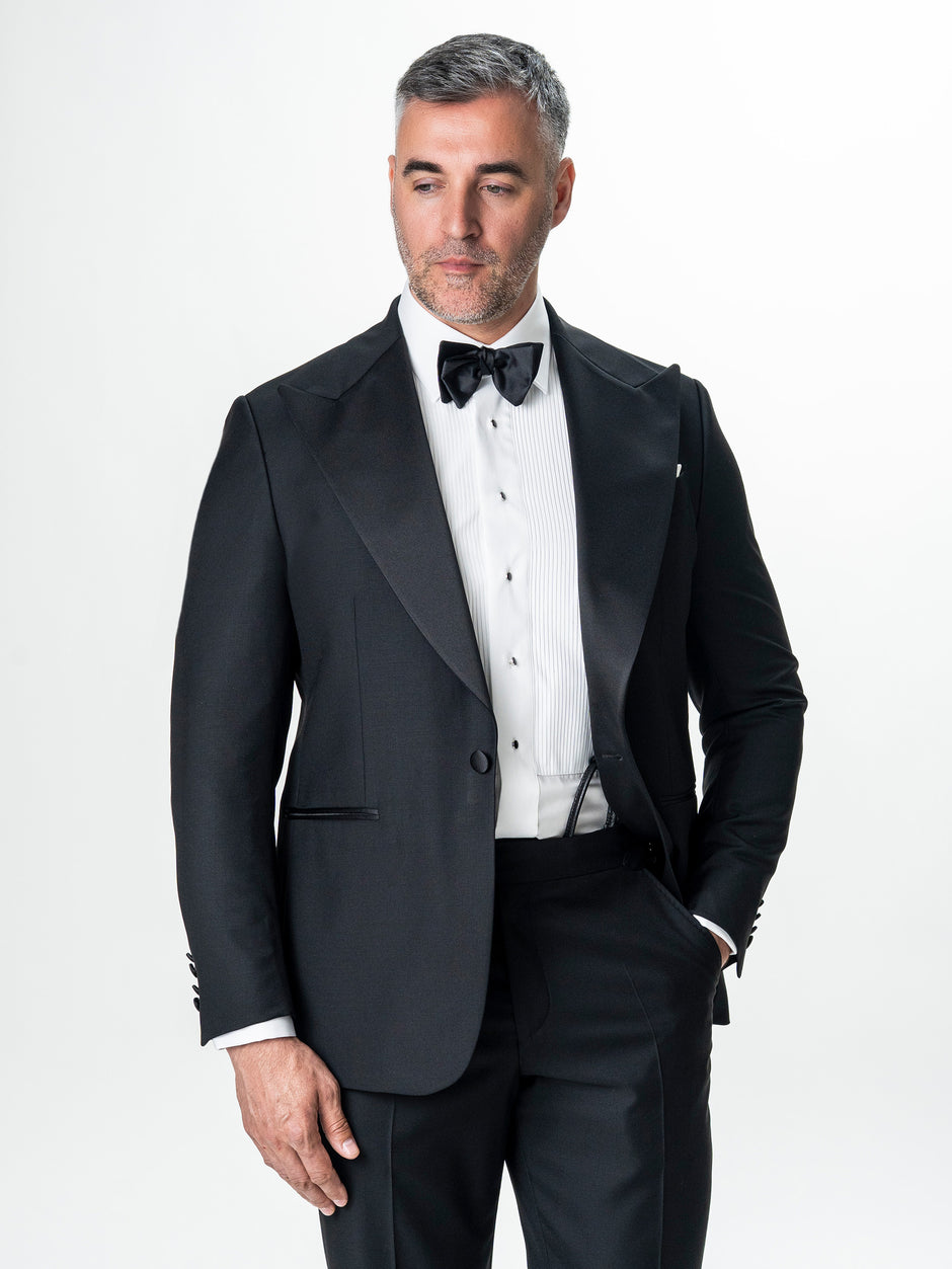 Costum Ceremonie Barbati Smoking Negru Mat Lana Vitale Barberis BMan341 (8)