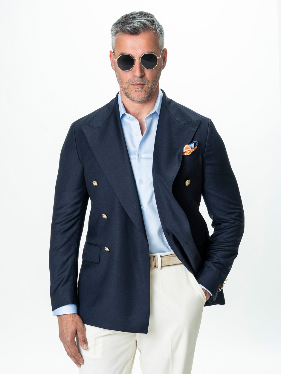 Sacou Barbati Bleumarin Regal din 100% Lana Vitale Barberis BMan399 (8)