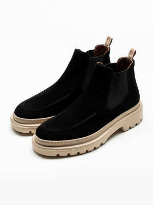 Ghete Barbati Negre Din Piele Intoarsa Cu Talpa Din Spuma BMan149