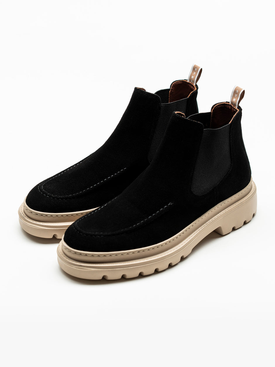 Ghete Barbati Negre Din Piele Intoarsa Cu Talpa Din Spuma BMan149 (1)