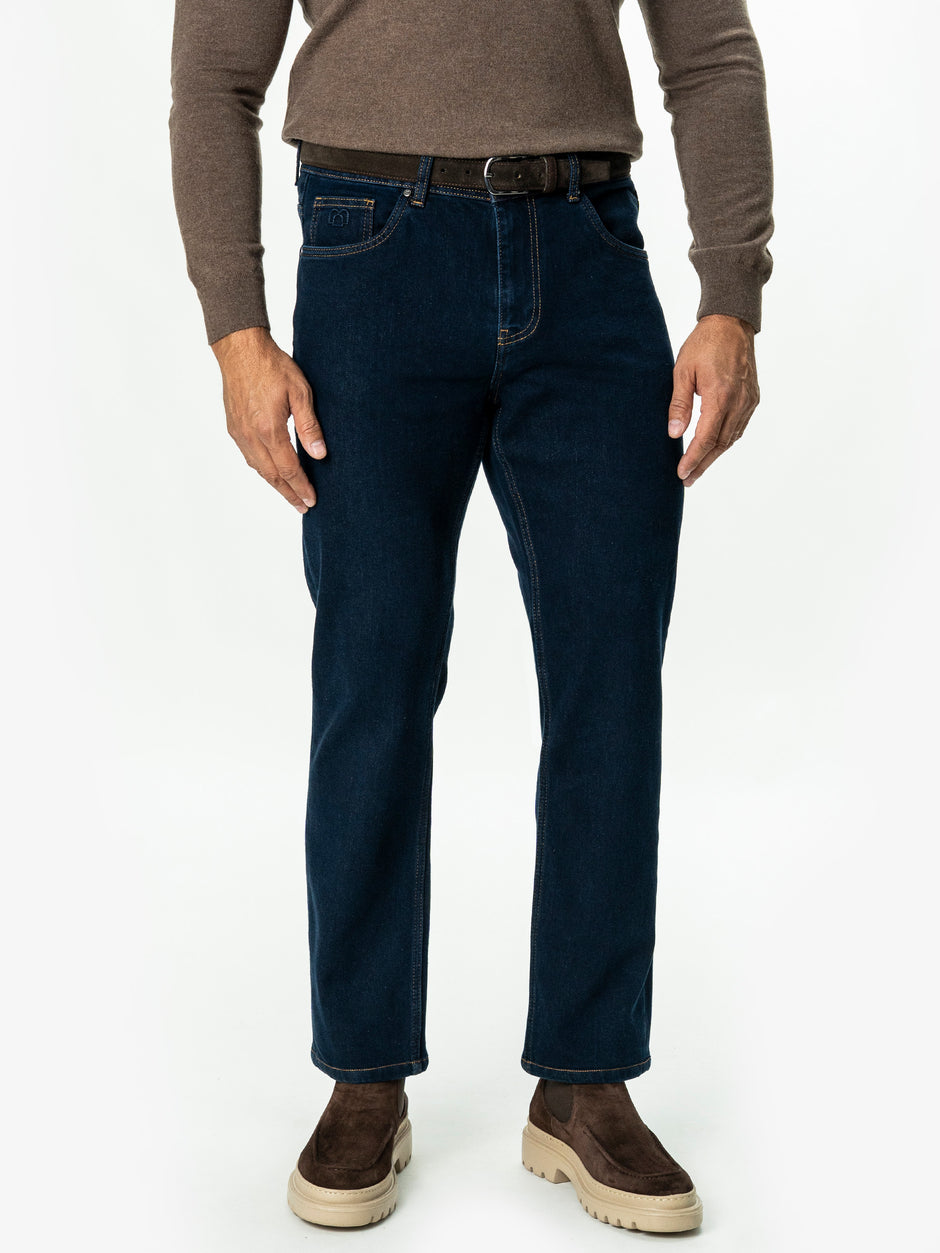 Blugi Barbati Bleumarin Denim T400 Relaxed Fit BMan0010 (5)