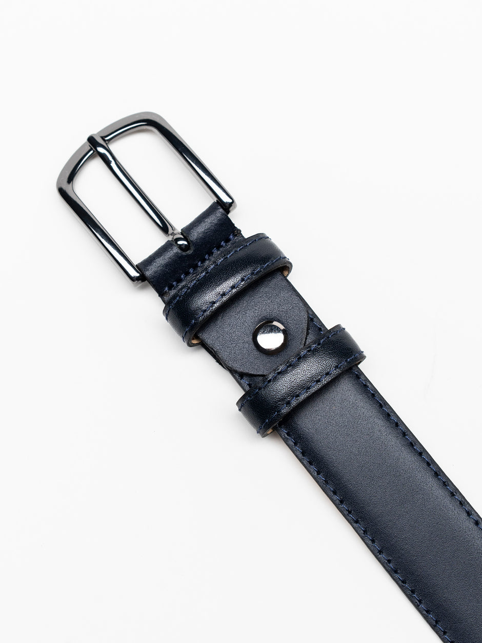 Curea Barbati Bleumarin Eleganta Din Piele Naturala De Vitel BMan116 (2)