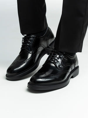 Pantofi Piele Barbati Derby Brogue Eleganti Negri BMan0421