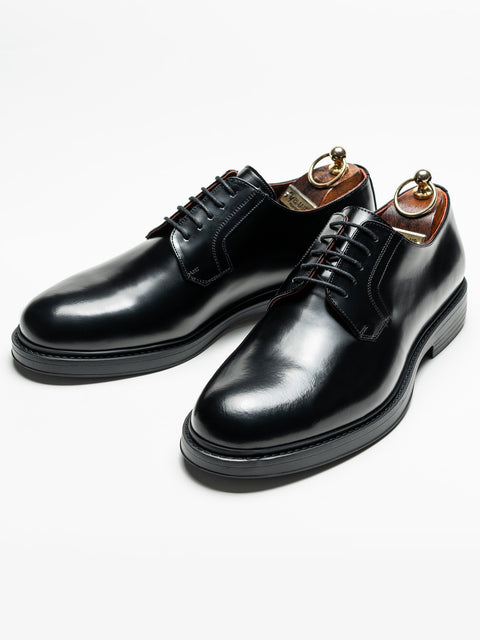 Pantofi Eleganti Barbati Din Piele Derby Negru Semi Lucios BMan0419