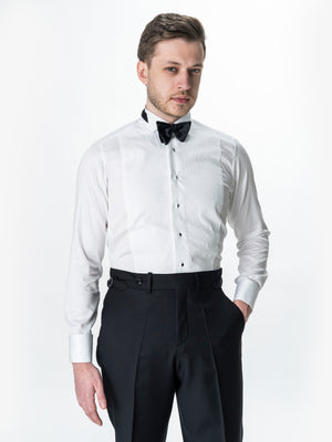 Camasa Alba Mire Barbati Cu Plastron Guler Randunica BMan0046