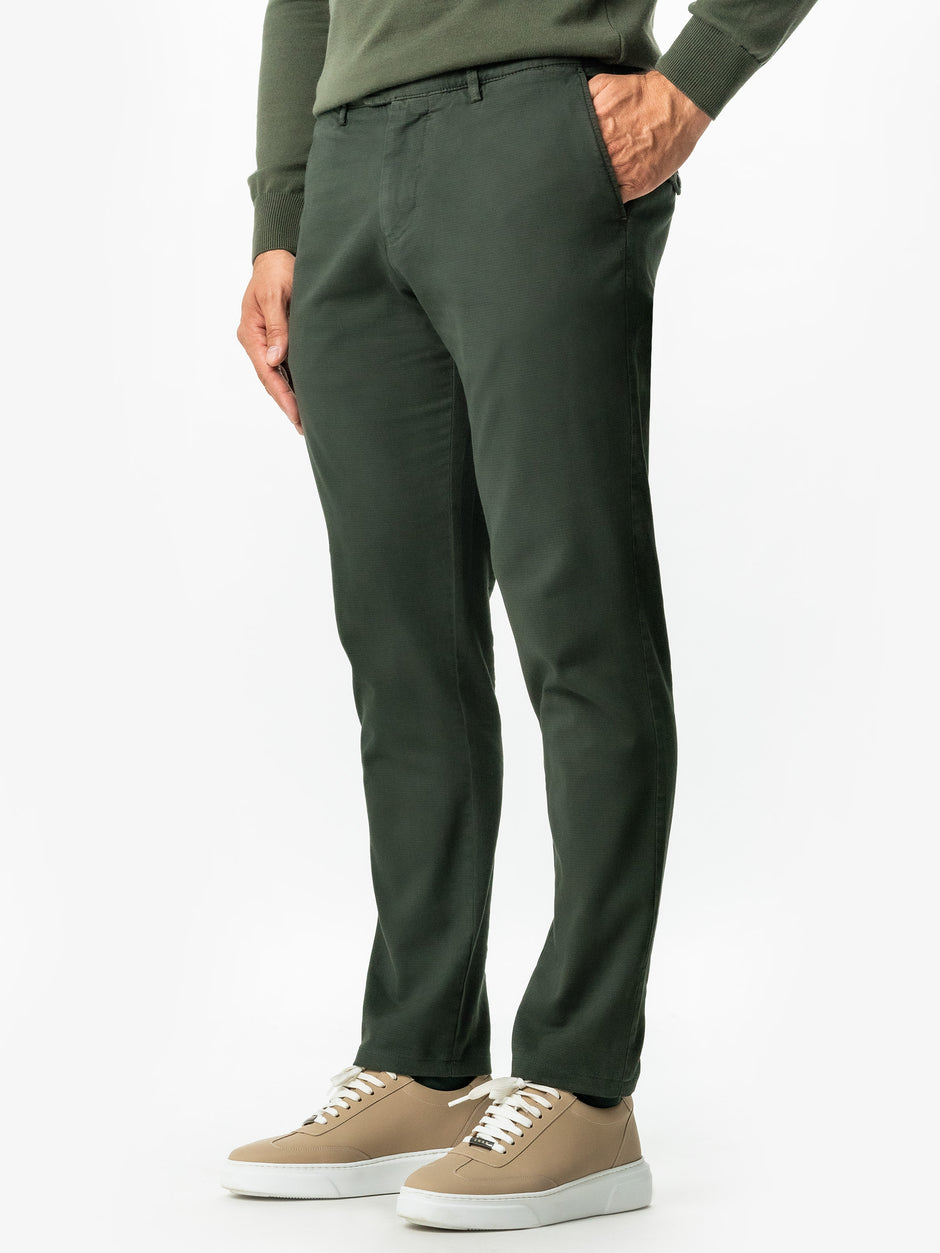 Pantaloni Casual Barbati Verde Inchis Bumbac Natural Toamna & Iarna Design Chinos BMan521 (8)