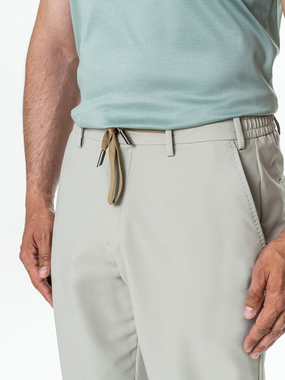 Pantaloni Casual Barbati Gri Deschis Din Spandex Cu Snur BMan0102 (2)