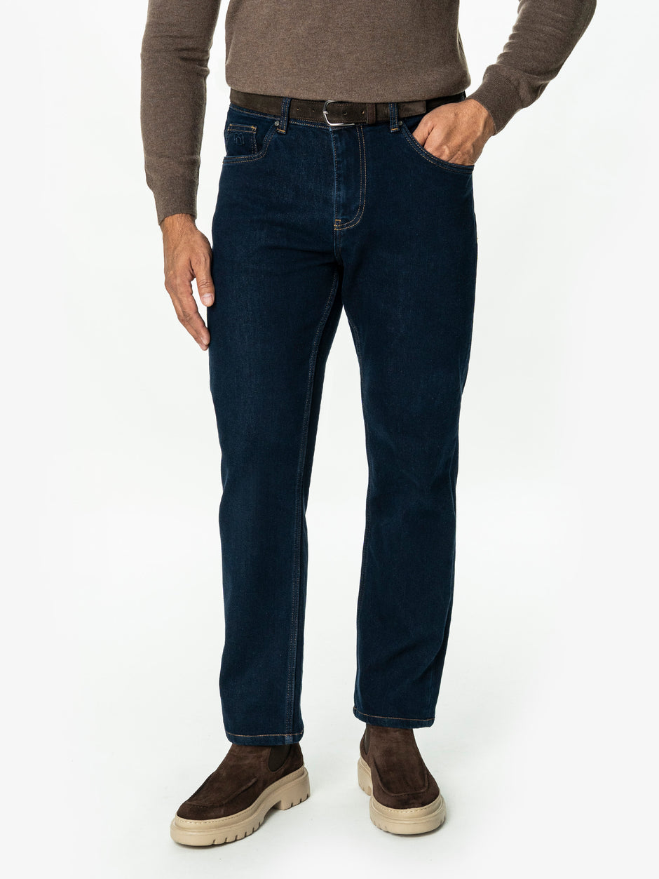 Blugi Barbati Bleumarin Denim T400 Relaxed Fit BMan0010 (1)