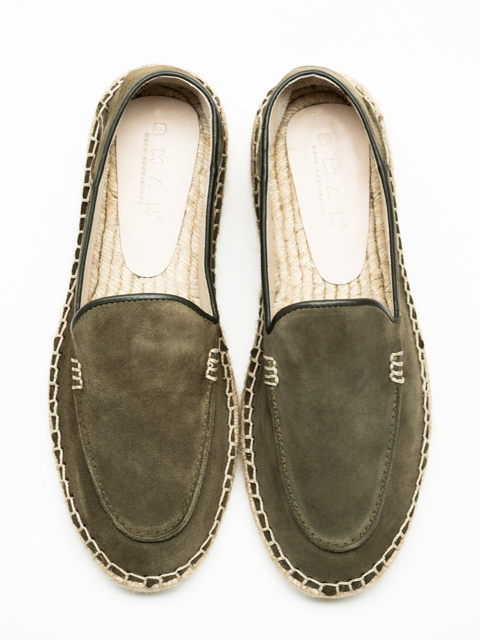 Espadrile De Vara Barbati Verde Maslin Din Piele Naturala Cusute Manual Mocasini BMan219 (9)