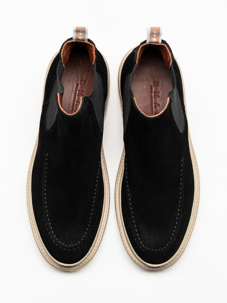 Ghete Barbati Negre Din Piele Intoarsa Cu Talpa Din Spuma BMan149 (4)