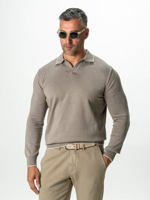 Pulover Polo Barbati Verde Olive Din Bumbac Natural BMan0031