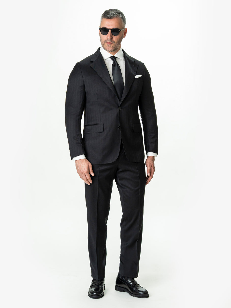 Costum Barbati Negru din 100% lana Italiana 130'S BMan0004 (4)