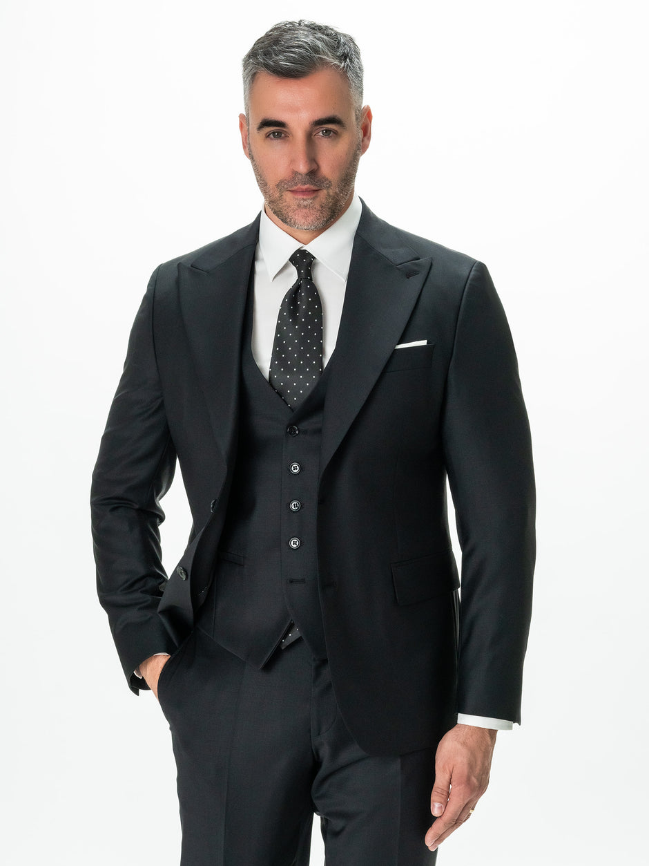 Costum Bărbați Negru 100% Lana Vitale Barberis BMan0042 (2)