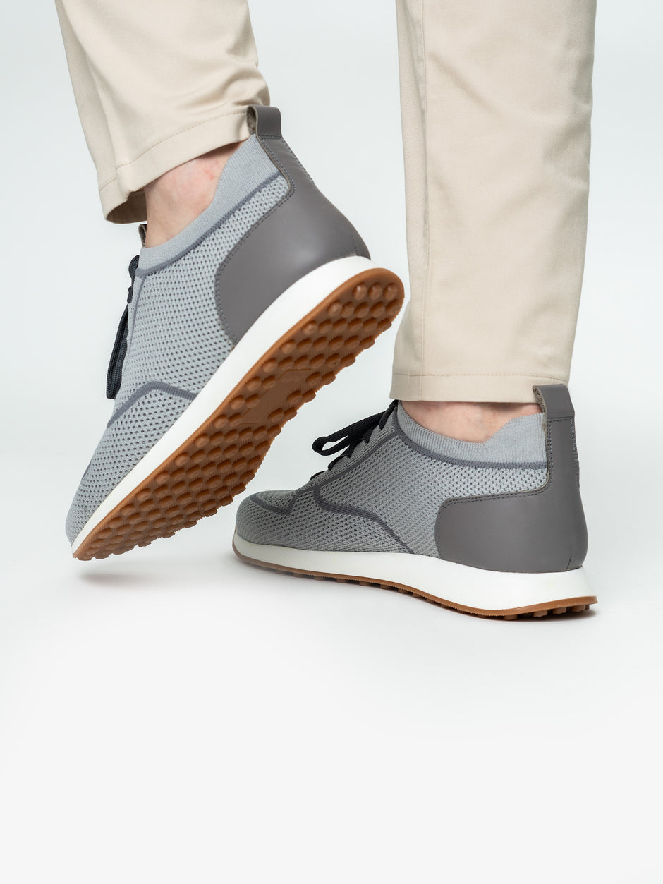 Pantofi Casual Barbati Gri Textil Cu Piele Naturala Talpa Ortopedica BMan0415 (3)