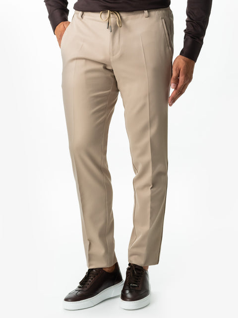 Pantaloni Premium Barbati City Flexo Cu Snur Bej Deschis BMan712 (1)