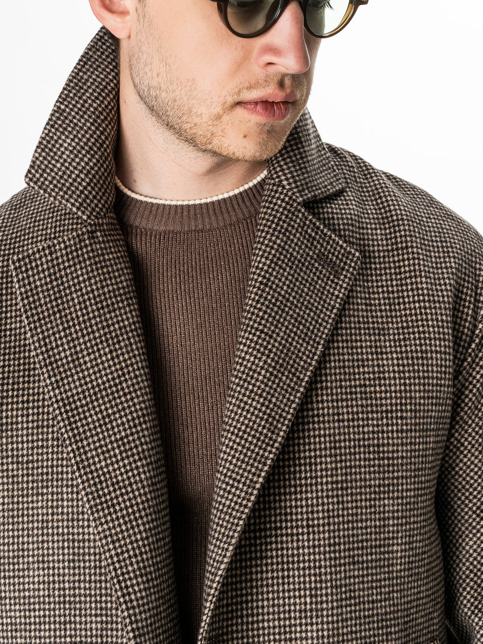 Palton Maro Houndstooth Barbati Relaxed Fit 100% Lana BMan0008 (4)