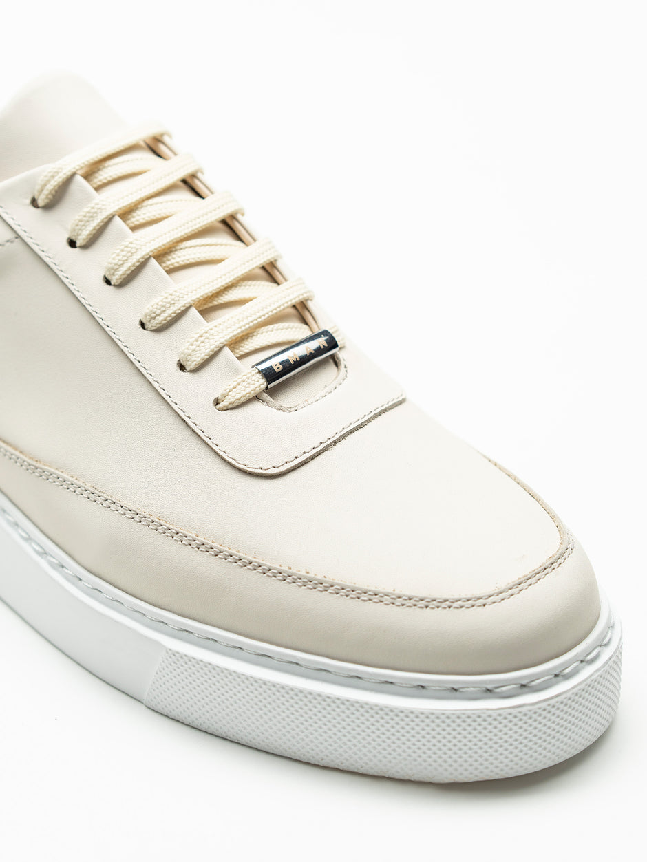 Pantofi Casual Barbati Crem Deschis Sneakers 100% Piele Naturala Flother Bman0383 (3)