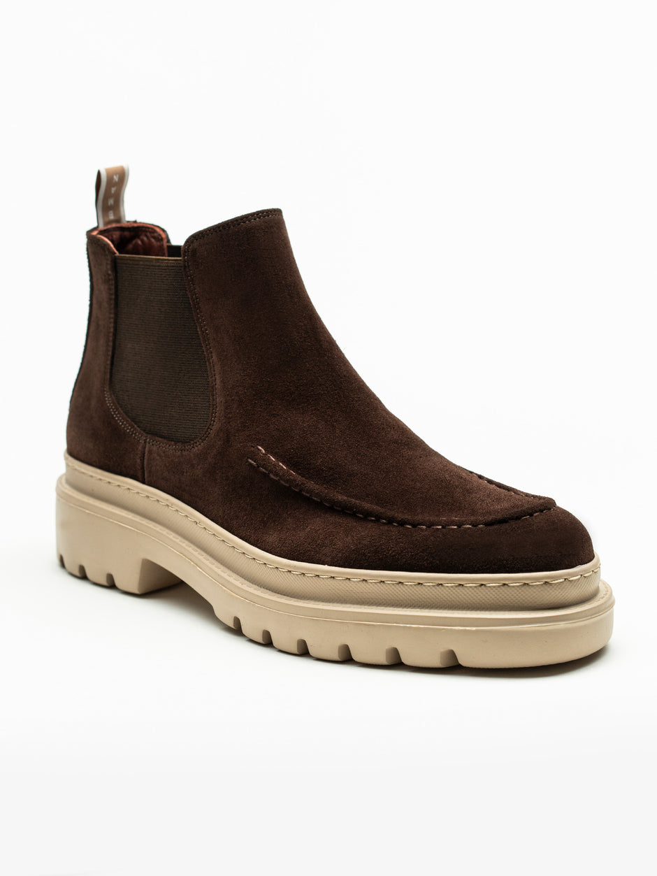 Ghete Barbati Cafeniu Din Piele Intoarsa Cu Talpa Din Spuma BMan149 (2)