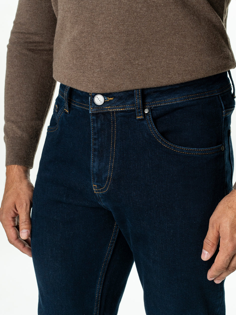 Blugi Barbati Bleumarin Denim T400 Relaxed Fit BMan0010 (8)