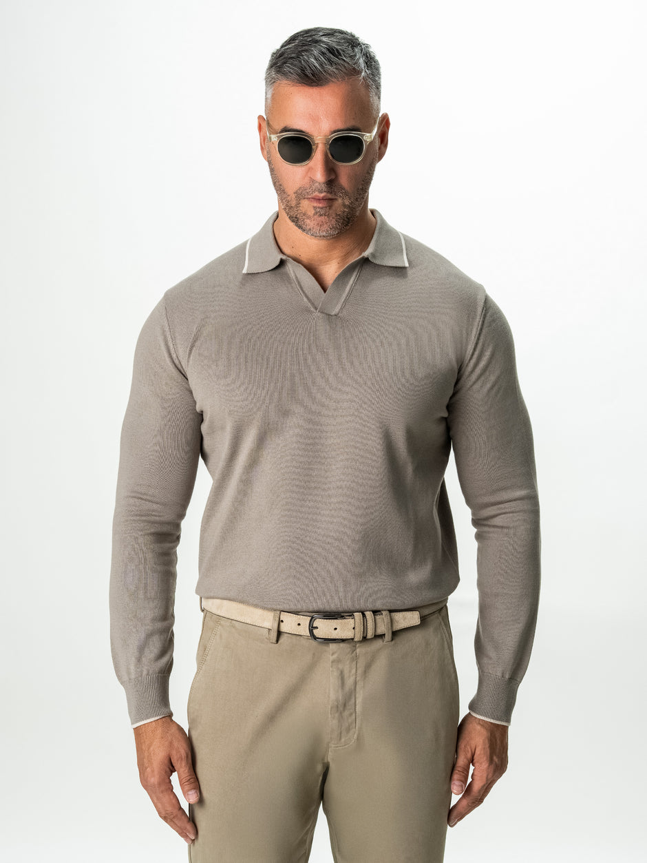 Pulover Polo Barbati Verde Olive Din Bumbac Natural BMan0031 (5)