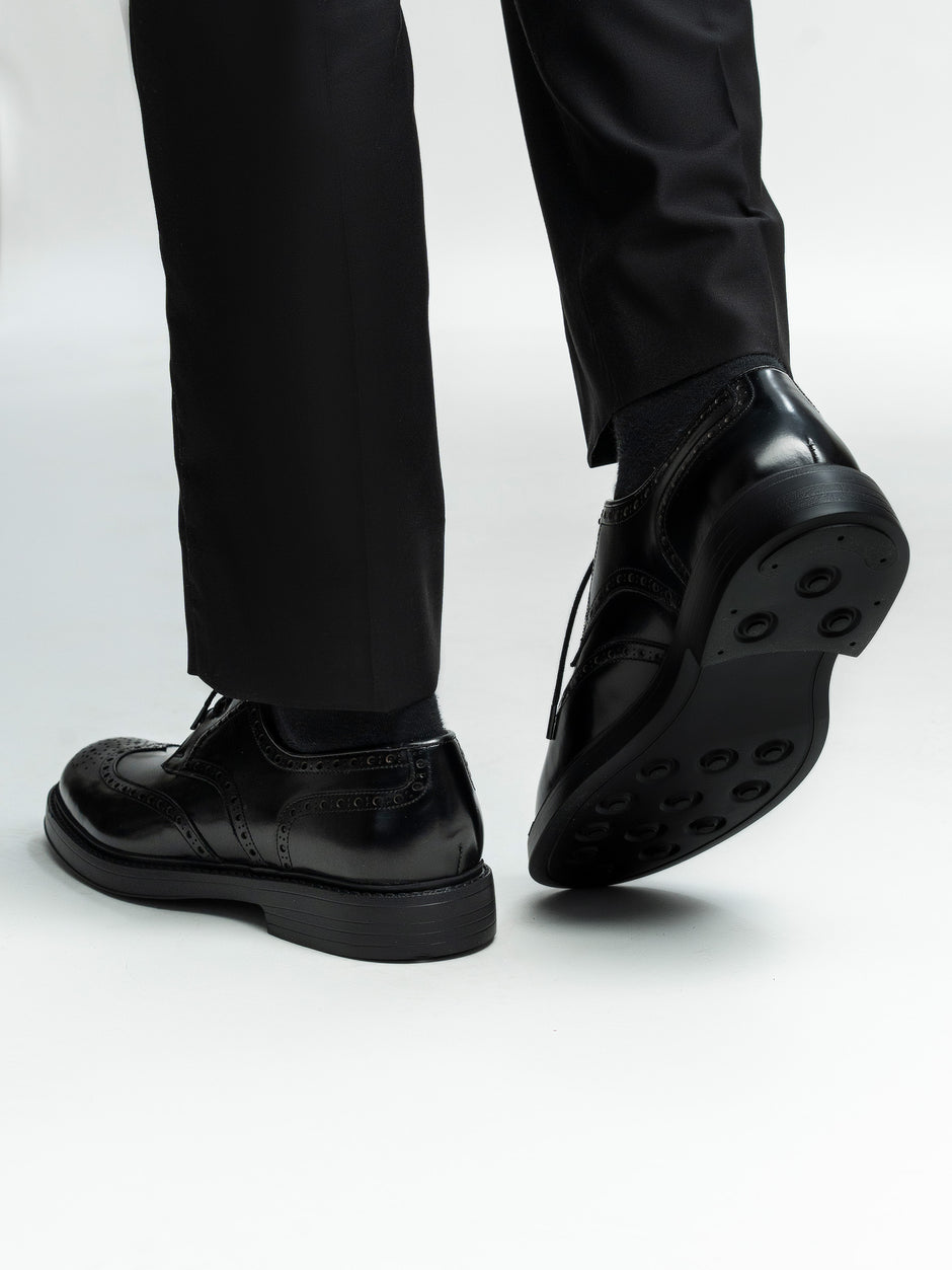 Pantofi Piele Barbati Derby Brogue Eleganti Negri BMan0421 (10)