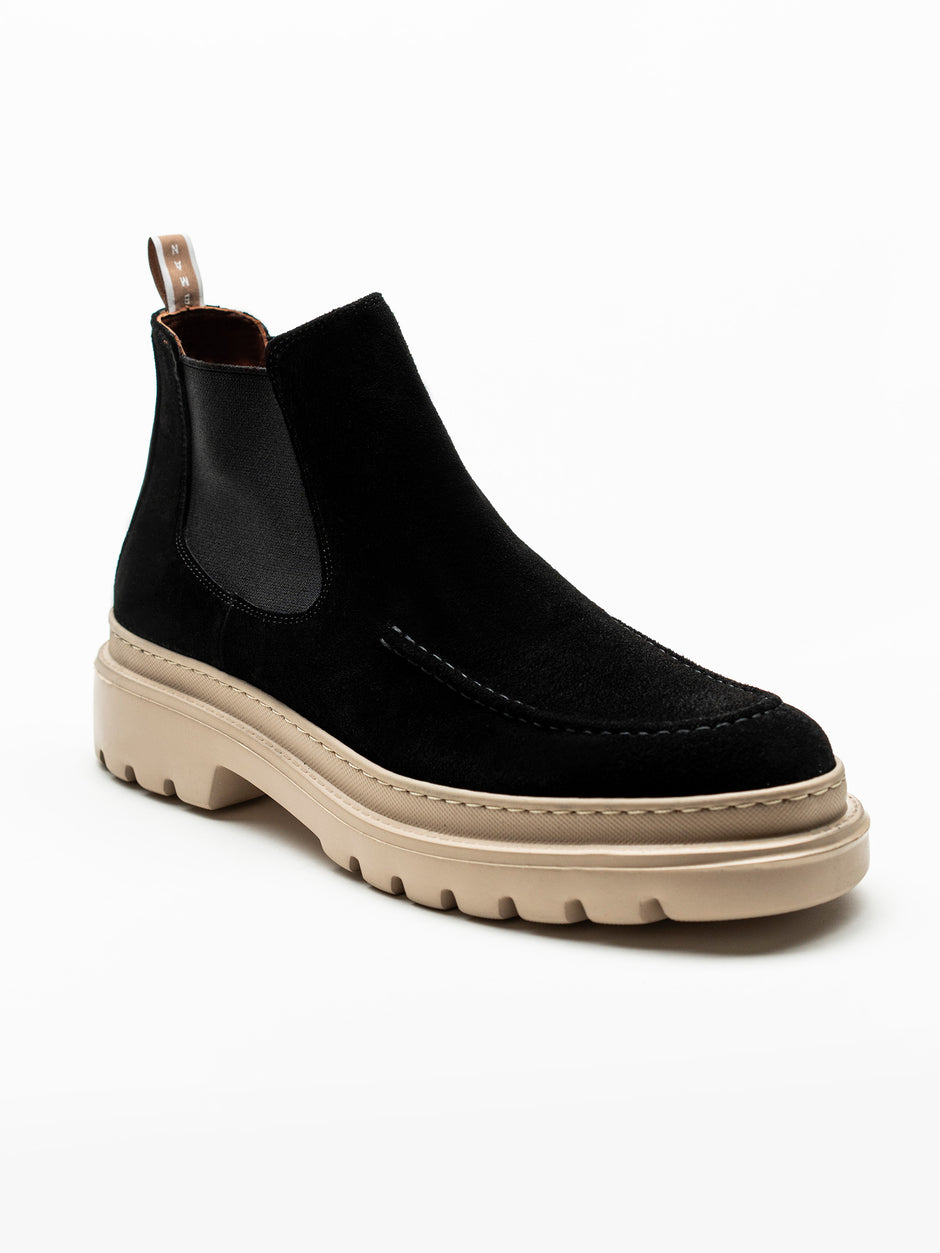 Ghete Barbati Negre Din Piele Intoarsa Cu Talpa Din Spuma BMan149 (2)