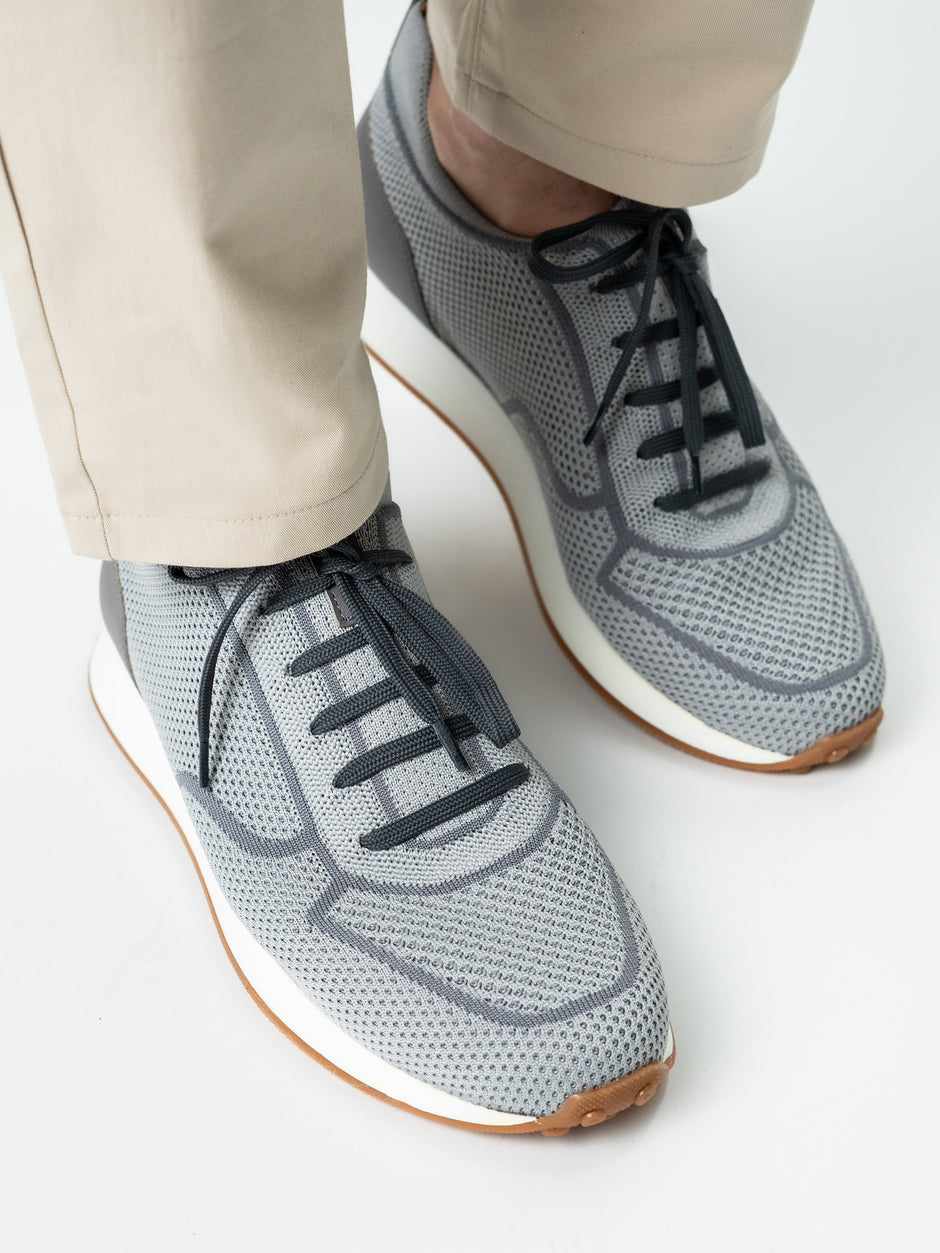 Pantofi Casual Barbati Gri Textil Cu Piele Naturala Talpa Ortopedica BMan0415 (9)