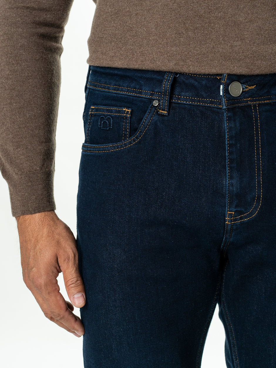Blugi Barbati Bleumarin Denim T400 Relaxed Fit BMan0010 (4)