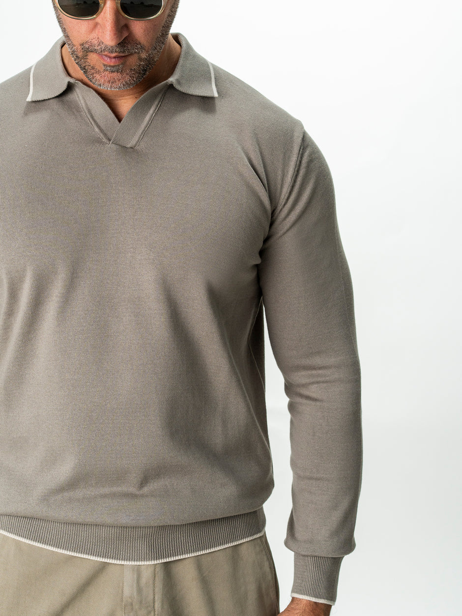 Pulover Polo Barbati Verde Olive Din Bumbac Natural BMan0031 (6)