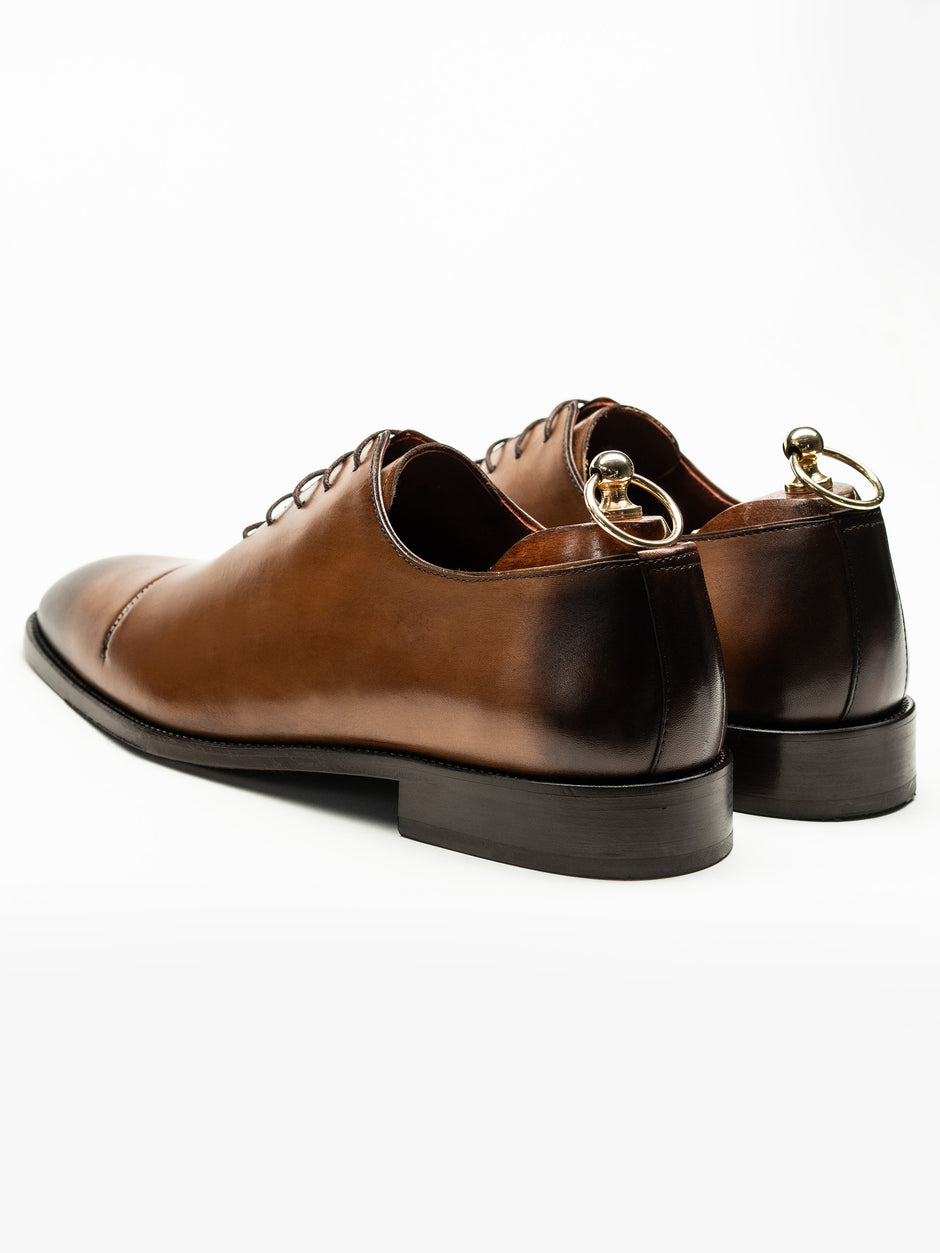 Pantofi Oxford Barbati Maro Coniac Design Cap Toe Bman0414 (5)