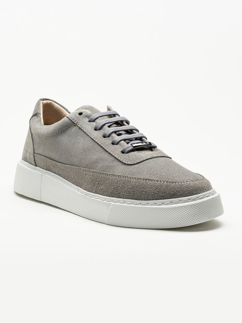 Pantofi Casual Barbati Gri Sneakers 100% Piele Naturala Intoarsa BMan0383 (4)