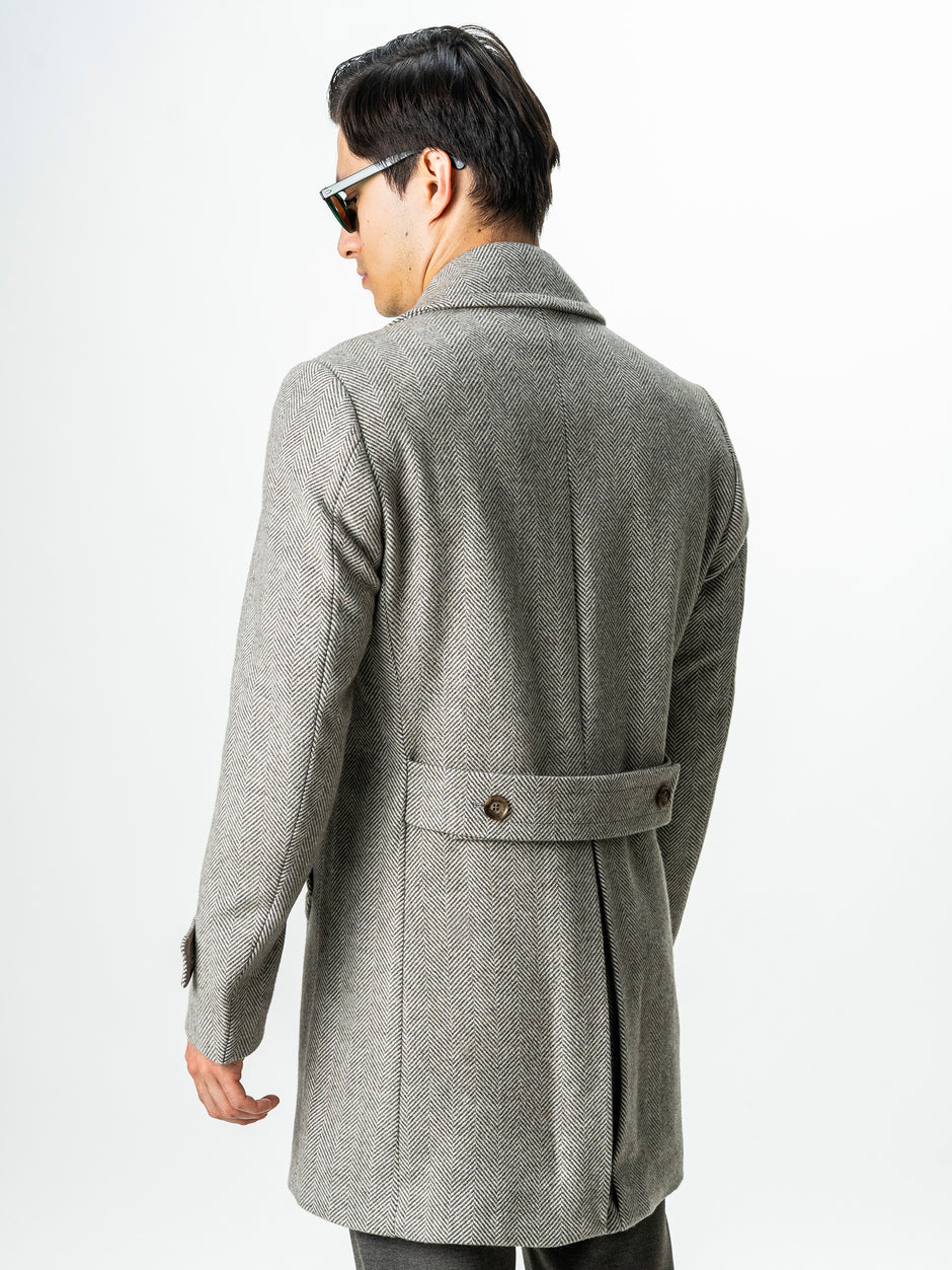 Palton Barbati La Doua Randuri Herringbone Din Lana Verde Olive BMan0007 (7)