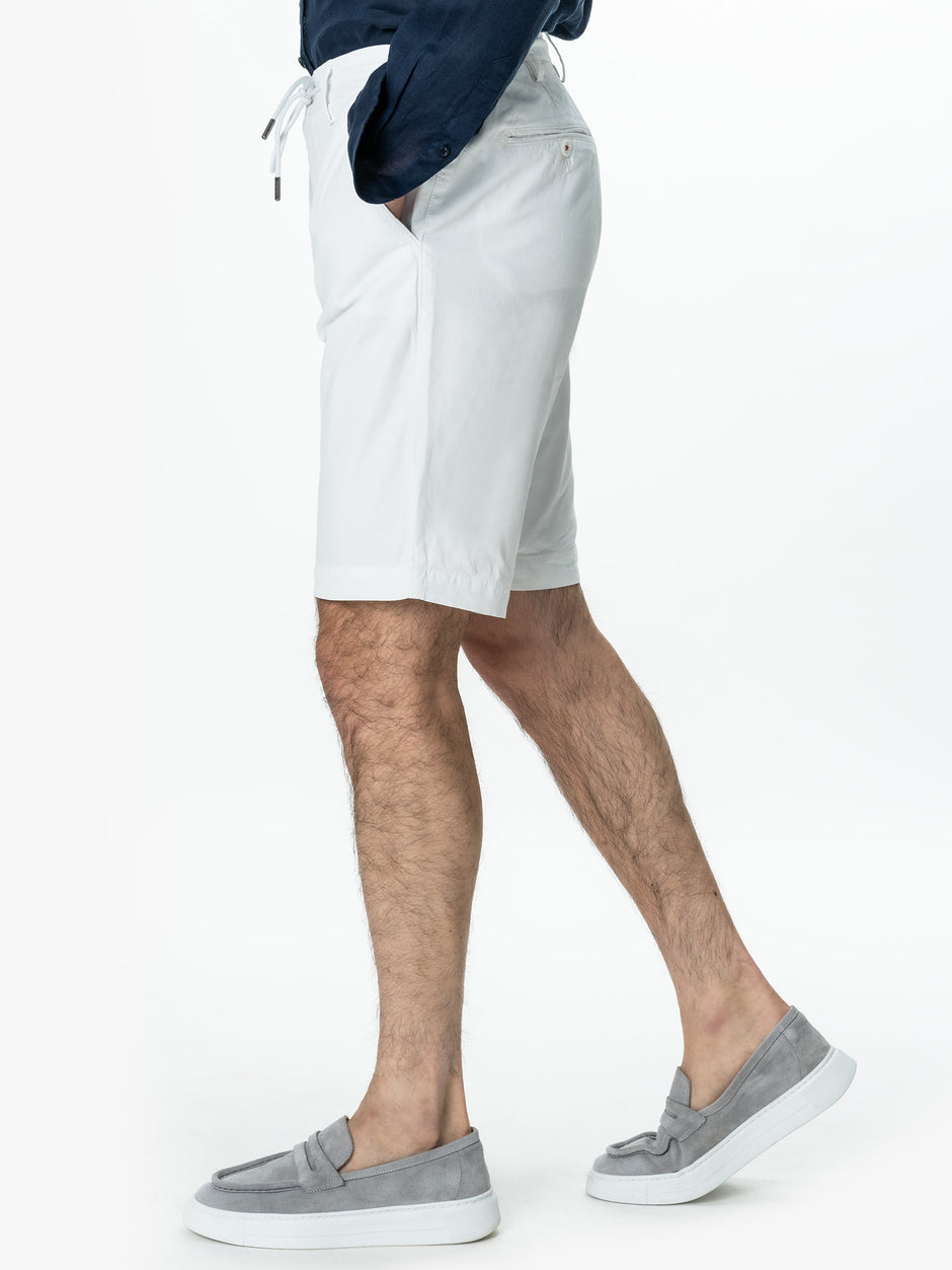 Pantaloni Barbati Scurti Cu Siret De Vara Albi Din 100% Bumbac BMan175 (6)