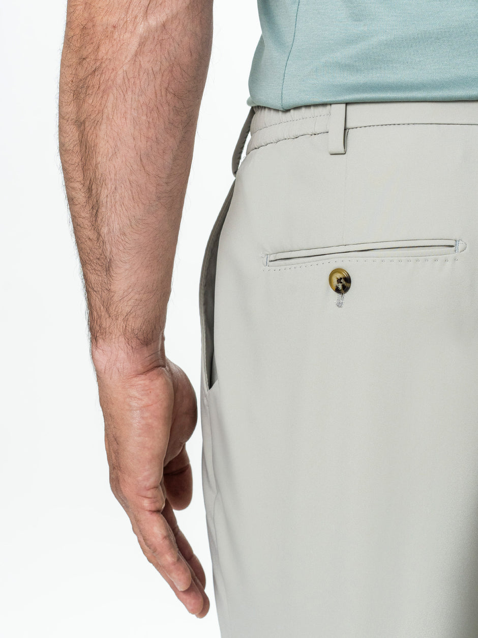 Pantaloni Casual Barbati Gri Deschis Din Spandex Cu Snur BMan0102 (4)