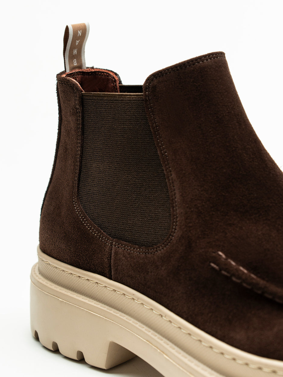 Ghete Barbati Cafeniu Din Piele Intoarsa Cu Talpa Din Spuma BMan149 (8)