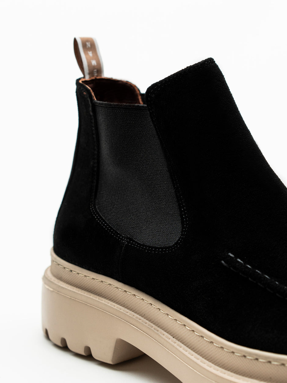 Ghete Barbati Negre Din Piele Intoarsa Cu Talpa Din Spuma BMan149 (3)