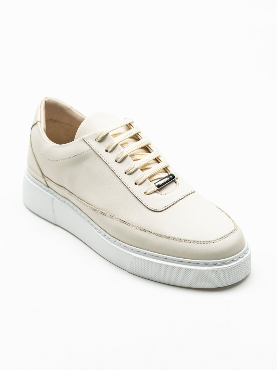Pantofi Casual Barbati Crem Deschis Sneakers 100% Piele Naturala Flother Bman0383 (6)