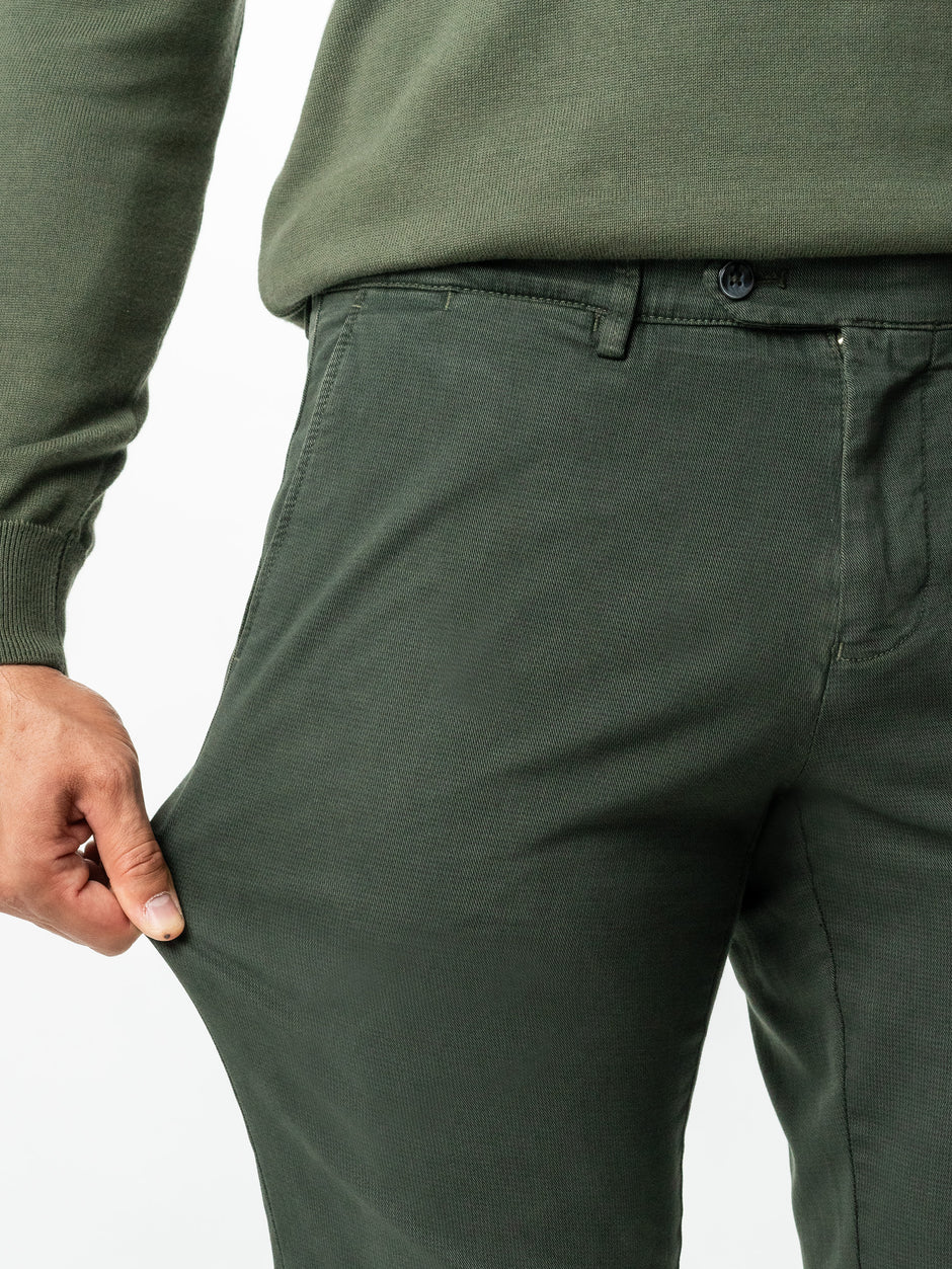 Pantaloni Casual Barbati Verde Inchis Bumbac Natural Toamna & Iarna Design Chinos BMan521 (6)