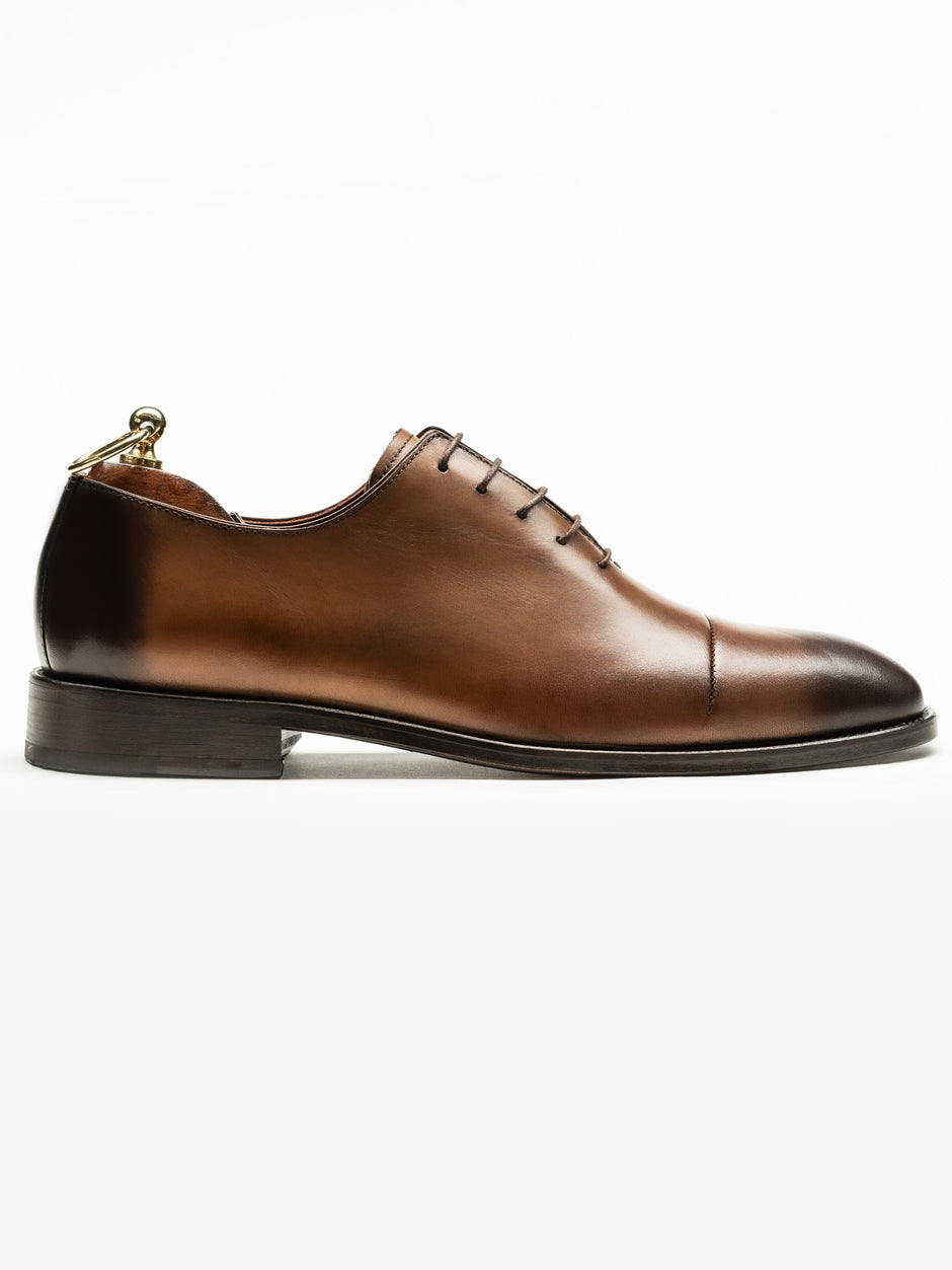Pantofi Oxford Barbati Maro Coniac Design Cap Toe Bman0414 (1)