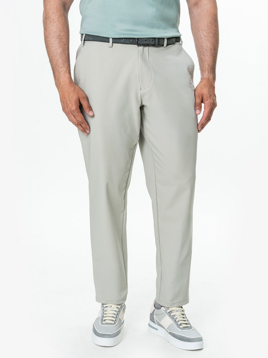 Pantaloni Casual Barbati Gri Deschis Din Spandex Cu Snur BMan0102 (5)