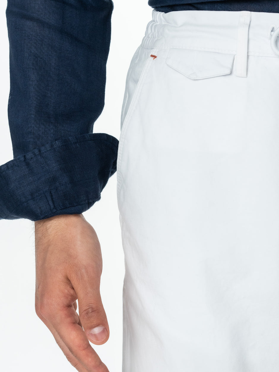 Pantaloni Barbati Scurti Cu Siret De Vara Albi Din 100% Bumbac BMan175 (7)