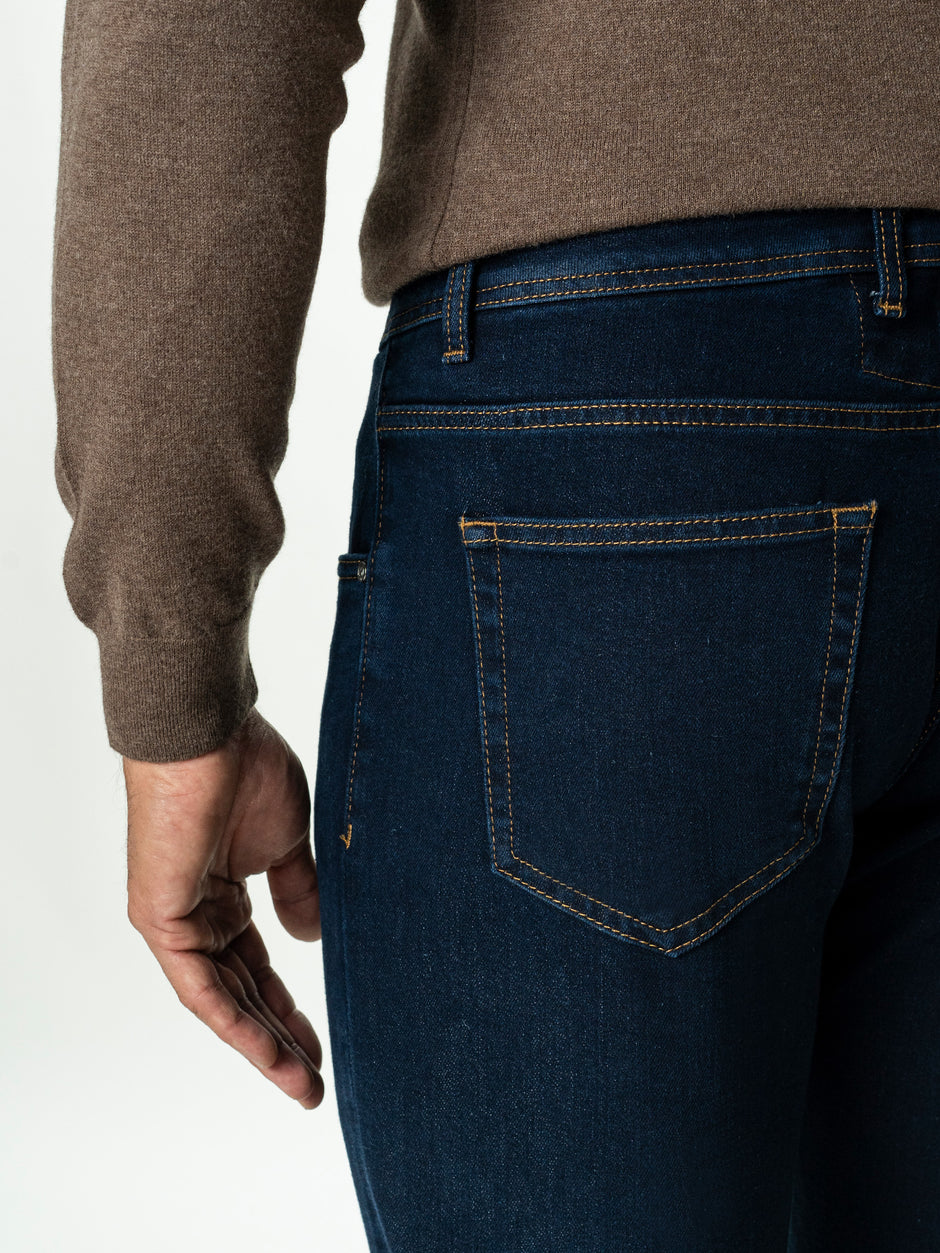 Blugi Barbati Bleumarin Denim T400 Relaxed Fit BMan0010 (3)