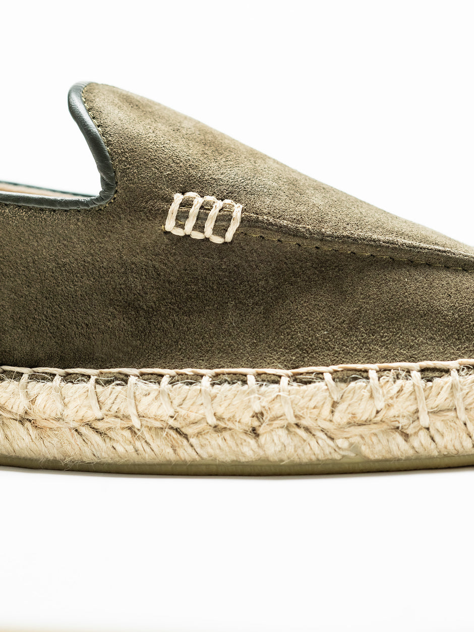Espadrile De Vara Barbati Verde Maslin Din Piele Naturala Cusute Manual Mocasini BMan219 (6)