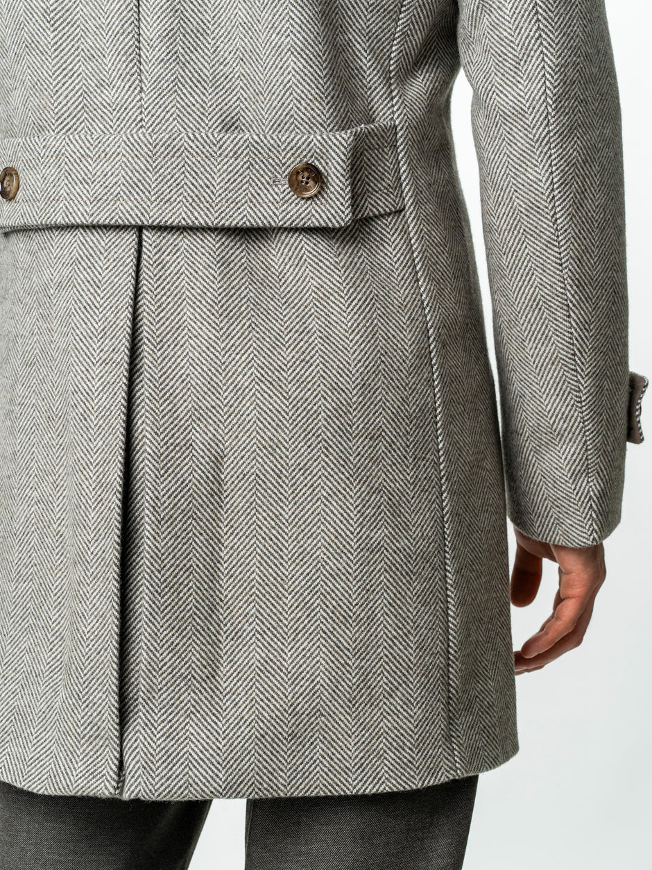 Palton Barbati La Doua Randuri Herringbone Din Lana Verde Olive BMan0007 (5)