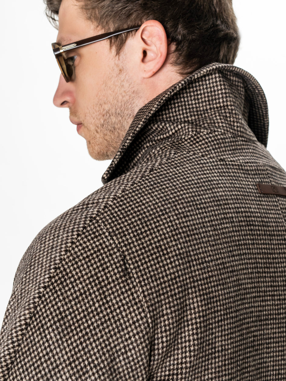 Palton Maro Houndstooth Barbati Relaxed Fit 100% Lana BMan0008 (6)