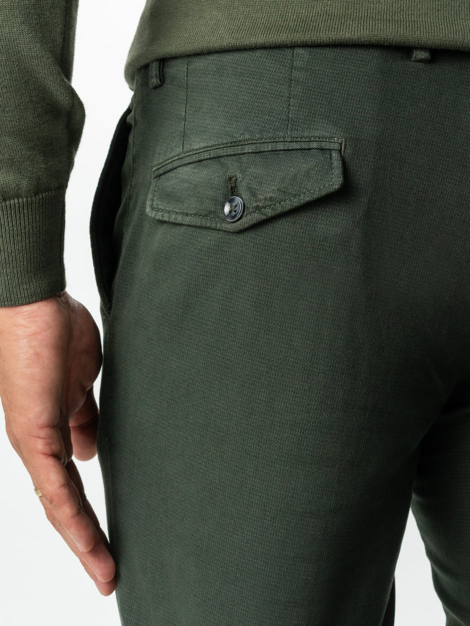 Pantaloni Casual Barbati Verde Inchis Bumbac Natural Toamna & Iarna Design Chinos BMan521 (4)