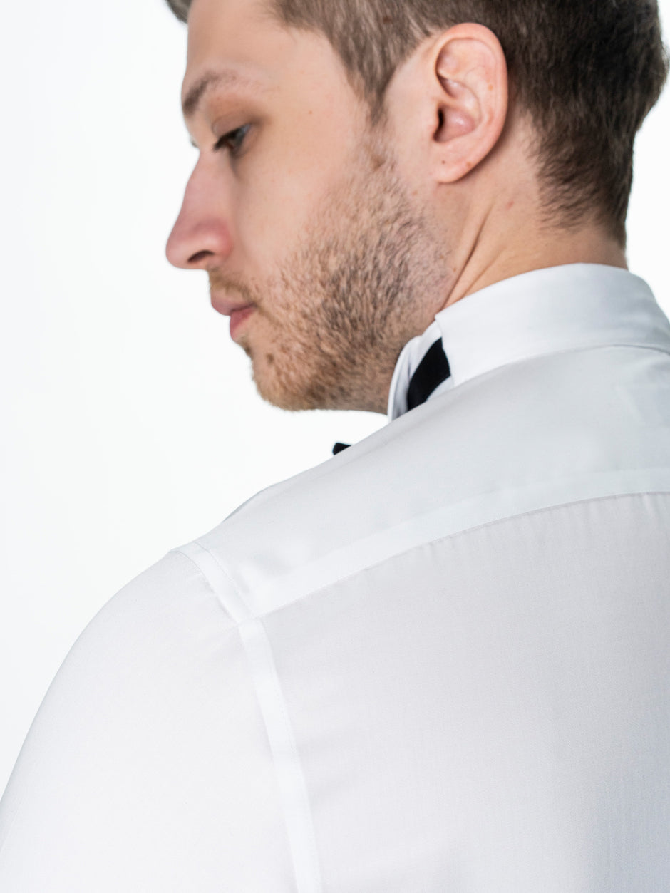 Camasa Alba Mire Barbati De Ceremonie Cu Plastron BMan0080 (8)